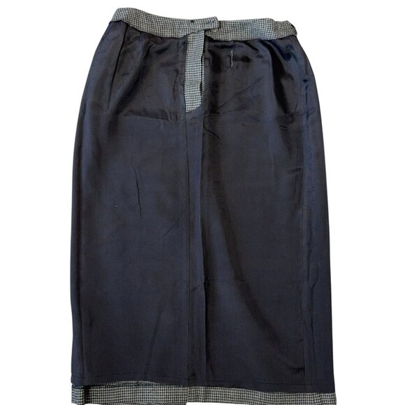Vtg Lauren Ralph Lauren Wool Houndstooth Skirt Sz 10 Black Gray Lined Straight - Picture 8 of 9